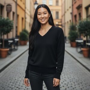 Laura Ashley Black sequin embellished V-Neck Sweater